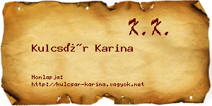Kulcsár Karina névjegykártya